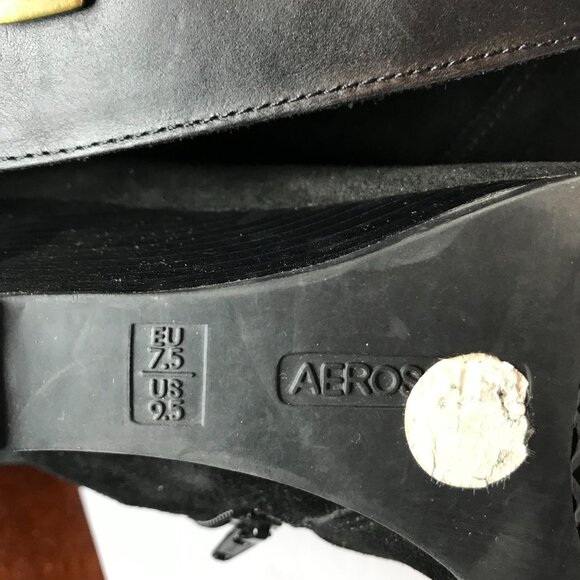 AEROSOLES Wedge Knee HIgh Black Suede Boots Womens 9.5 - Picture 8 of 12